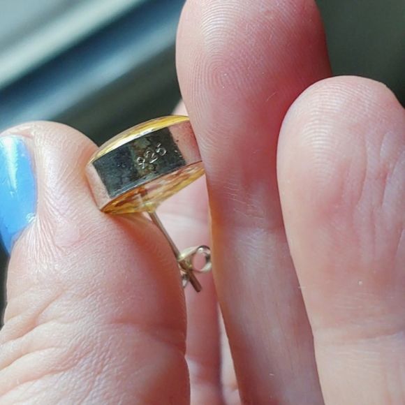 VTG 925 Sterling Pressed Flowers Earrings Pendant SET 🌺 - Picture 10 of 10